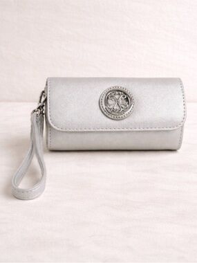 Christian Lacroix Metallic Silver Wristlet Clutch brand new